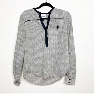 4/$25 De Rigueur chevron career 3/4 sleeve blouse